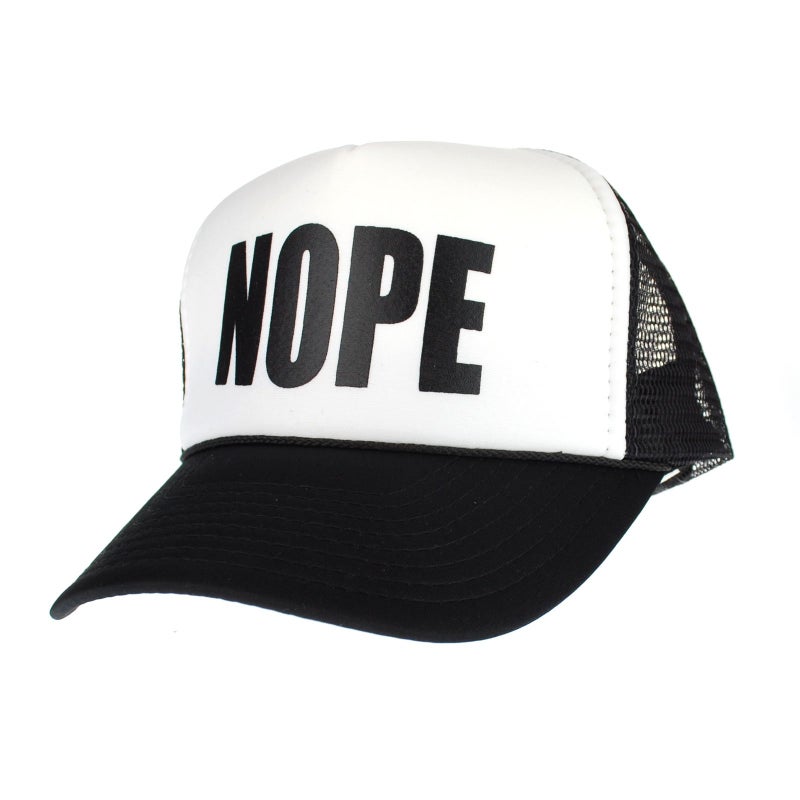 SA106 Mens Nope Ironic Funny Slogan Hipster Snap Back Cap Cotton Mesh Trucker Hat - Image 2